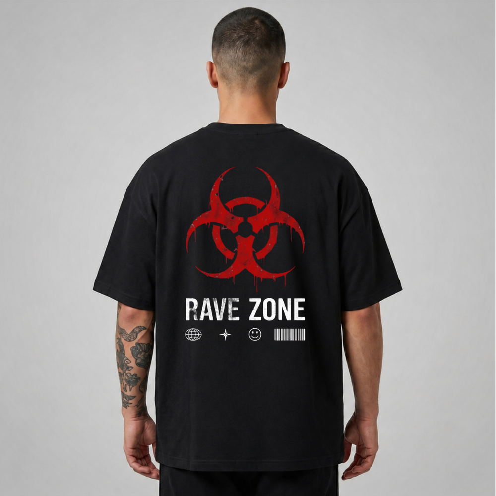 Oversize Premium T-Shirt Rave Zone - Siyah